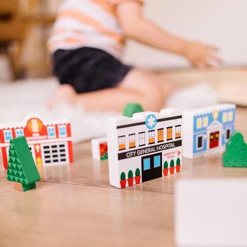 Vista 5 de Melissa & Doug - Juego de piezas de madera para jugar a armar una ciudad