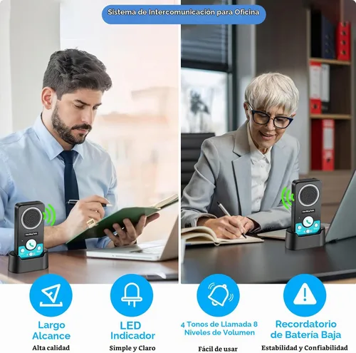 Vista 4 de Intercomunicadores inalámbricos para el hogar, sistema de intercomunicación inalámbrica de audio bidireccional manos libres de largo alcance, 4