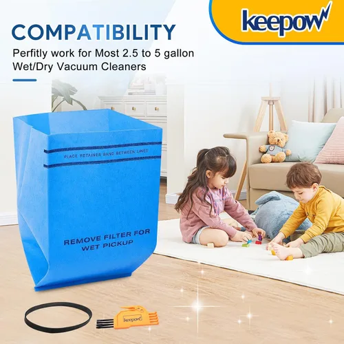 Vista 2 de Filtro de vacío húmedo y seco para Stinger de 2.5 a 5 galones WS0255VA 4 Pack Reusable Vacuum Filter Bags Also Compatible with Workshop Craftsman