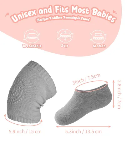 Vista 13 de BOSONER Calcetines antideslizantes para bebés, niños y niñas, el mejor regalo para bebés, rodilleras unisex para bebés y niños pequeños