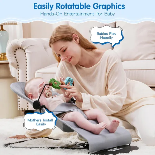Vista 3 de Barra de juguete compatible con Baby Bjorn Bouncer Toy Bar para Baby Bouncer, accesorio de madera duradera para bebés, juguetes sensoriales