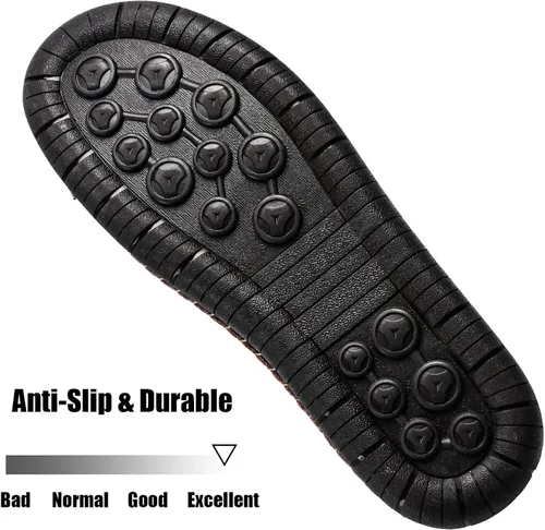 Vista 4 de alcubieree - Zapatos casuales de cuero para hombre, botines chukka sin cordones, mocasines ligeros, zapatos de conducción para caminar y conducir