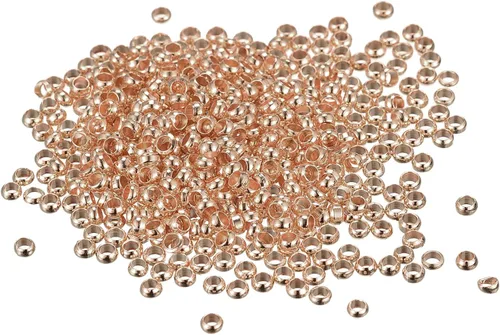 Vista 15 de uxcell 1000 cuentas redondas de engarzado, cuentas espaciadoras de extremo de crimpado de 0.079 pulgadas, pequeños tapones para hacer pulseras