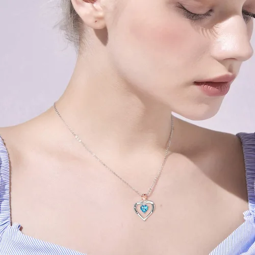 Vista 2 de Distance S925 Sterling Silver Rose Flower Necklace, Rose Bracelet, Two-Tone Cross Pendant Necklaces for Women Girls Gift for Valentine Birthday
