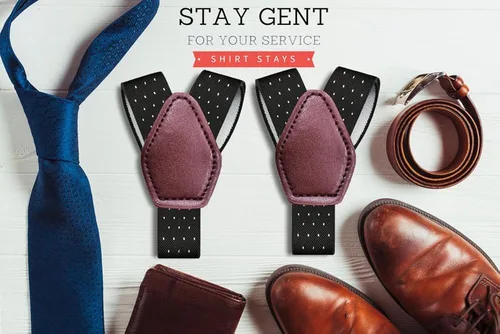 Vista 7 de STAY GENT Camisa estilo Y para hombre con abrazaderas de bloqueo antideslizantes y correas elásticas ajustables.