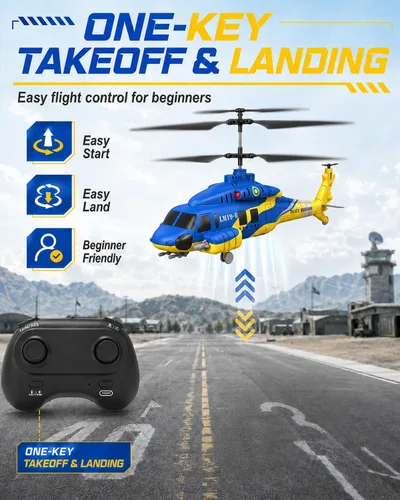 Vista 6 de Helicóptero RC con 10 misiles, helicóptero de control remoto del ejército de 2.4 GHz para principiantes y adultos, helicóptero militar, luces LED