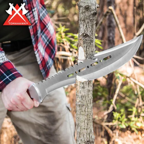 Vista 7 de Tomahawk Razorback Machete Hoja de acero inoxidable de 15 pulgadas Mango de duramen