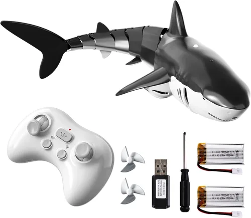 Vista 7 de Bennol Juguetes de tiburón a control remoto 2.4Ghz para niños y niños, escala 1:18 de alta simulación para piscina, tiburones eléctricos RC