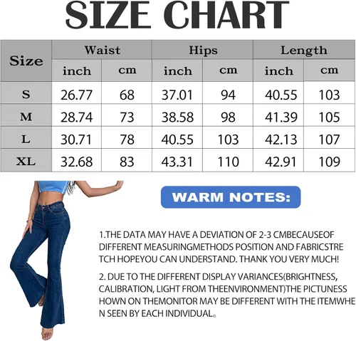Vista 5 de HETIPR Pantalones de mezclilla acampanados de cintura alta para mujer con dobladillo sin procesar