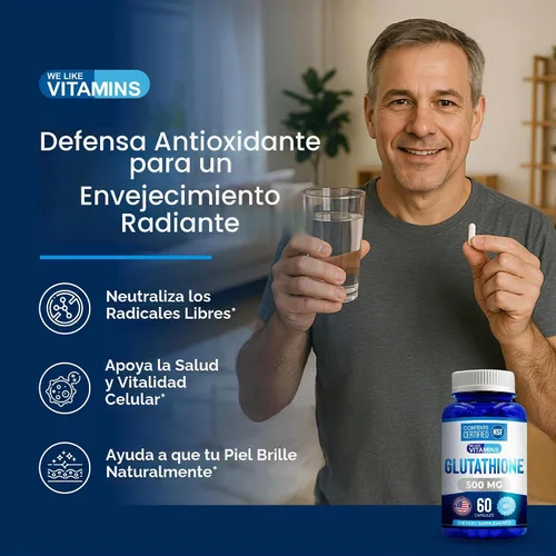 Vista 4 de Suplemento de glutatión certificado NSF 500mg - 60 cápsulas de glutatión