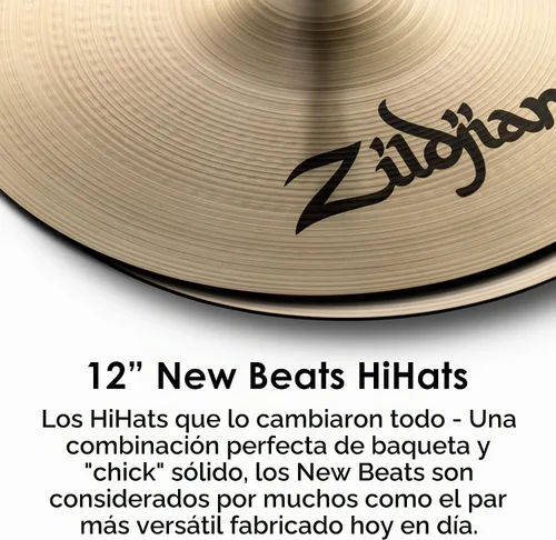 Vista 3 de Avedis Zildjian Company Serie A New Beat Platillos Hi-Hat - 12 pulgadas