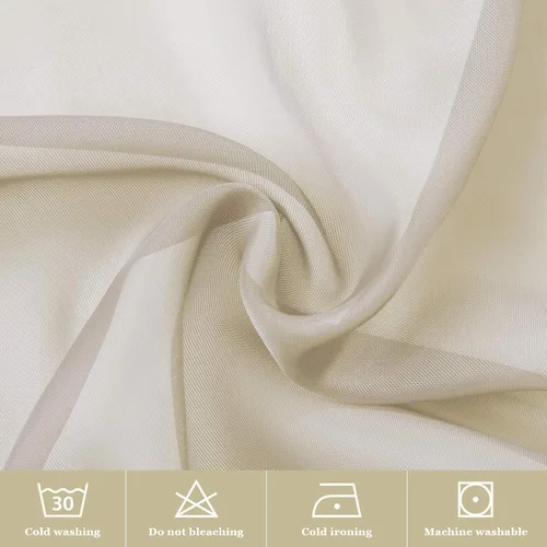 Vista 3 de MIULEE Cortinas Transparentes Laterales para Puerta Francesa con Filtrado de Luz, Tratamiento de Ventana, 2 Paneles de 25 x 40 Pulgadas con Beige