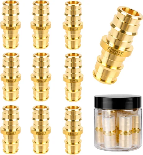 Vista 10 de PEX-A - Paquete combinado de accesorios de expansión – 1/2 pulgada en T y codo, paquete de 10 (5 T + 5 codos), latón sin plomo, compatible