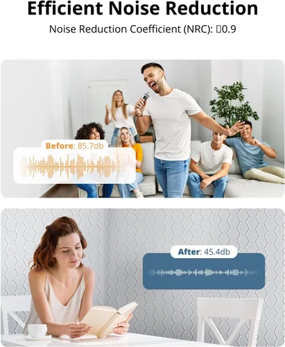 Vista 2 de Kuchoow Paneles de pared insonorizados, paneles autoadhesivos a prueba de sonido para paredes, paquete de 12 paneles de absorción de sonido de alta