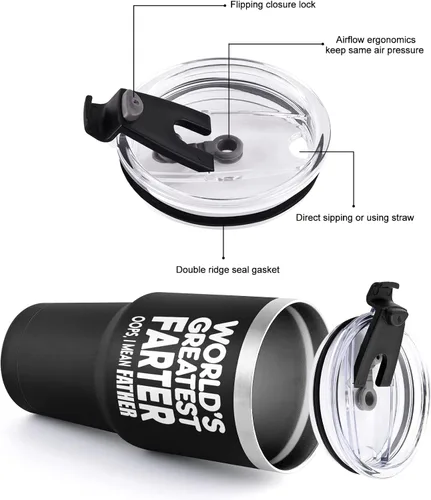 Vista 6 de Qtencas World's Greatest Farter, I Mean Father - Vaso de viaje para mejor papá, divertido regalo de cumpleaños y Navidad para papá, marido, hombres