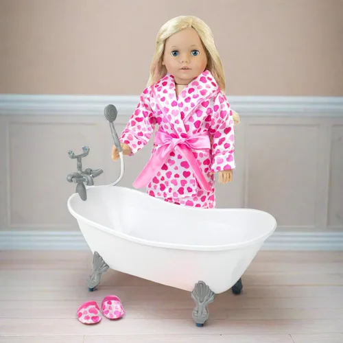 Vista 5 de Bañera blanca para muñeca de Sophia, muñeca de 18 pulgadas con bañera y ducha de mano