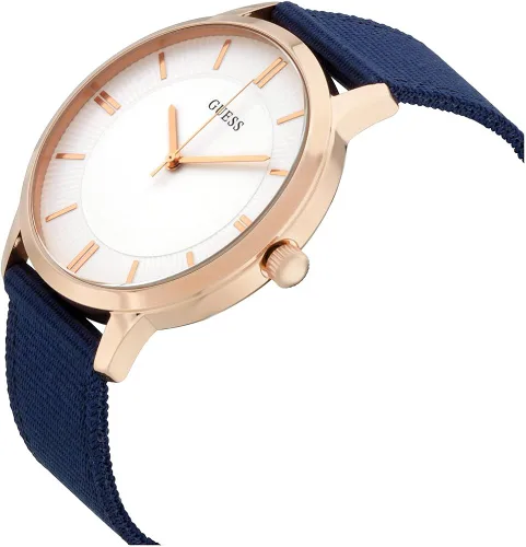 Vista 2 de Guess Reloj de hombre con correa de tela azul con esfera plateada W0795G1, Beige