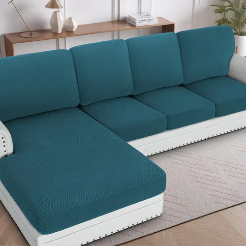 Vista 42 de H.Versailtex - Funda de sofá seccional de 1 pieza, funda deslizante para chaise con forma de L, funda de cojín separada para sofá seccional tanto