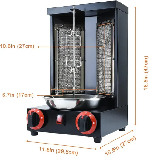 Vista 3 de Shawarma casero pollo parrilla gyro asador máquina de asador de encimera asador doner kebab máquina de gas vertical asador propano pavo parrilla