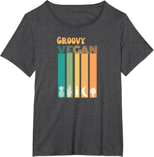 Vista 32 de Groovy Vegan Retro Vintage Cool Veggies 70 80 Flower Power Camiseta, Negro