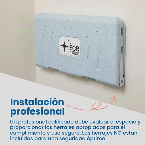 Vista 4 de ECR4Kids Cambiador de bebé horizontal montado en la pared, gris moteado Azul/Gris Moteado