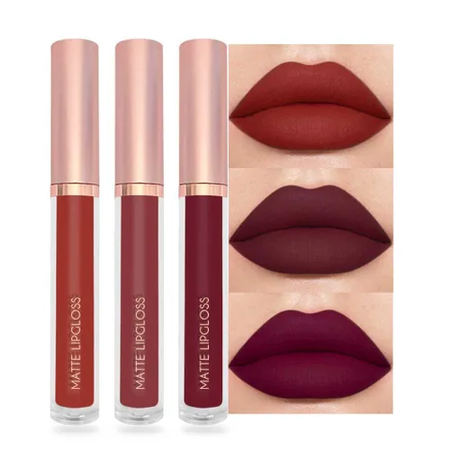 Vista 11 de BestLand Juego de 3 lápices labiales líquidos rojos atrevidos, seductores, brillo de labios mate de larga duración, impermeable, alto pigmento a