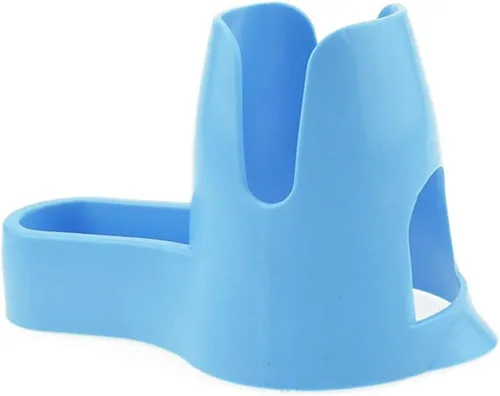 Vista 4 de Botella de agua de hámster 3 en 1 + rueda de ejercicio con platillo volador para hámster enano, ratón, erizo (azul)