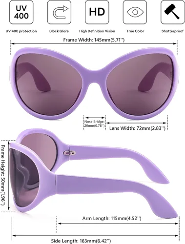 Vista 4 de FEISEDY Gafas de sol de moda de gran tamaño, clásicas, ovaladas, envolventes, con estilo, marco grande, sombra, gafas de mujer B2391