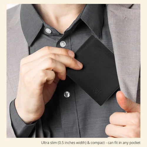 Vista 64 de Carteras RFID delgadas para hombres - Cartera de bolsillo frontal de piel genuina