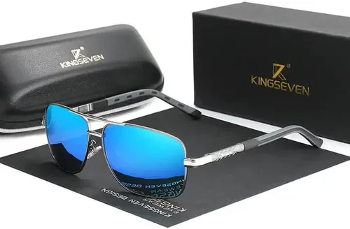 Vista 2 de KINGSEVEN Gafas de los hombres marca diseñador aluminio magnesio sol gafas para hombres polarizado espejo lente gafas mujeres 724