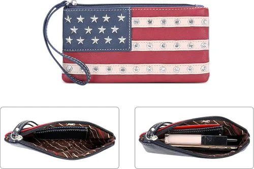 Vista 2 de Montana West Bolso de mano patriótico con tachuelas para mujer