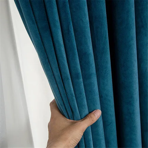Vista 3 de Gxi Cortinas de terciopelo para sala de estar, cortinas con aislamiento térmico y pompones, cortinas de lujo con bolsillo para barra