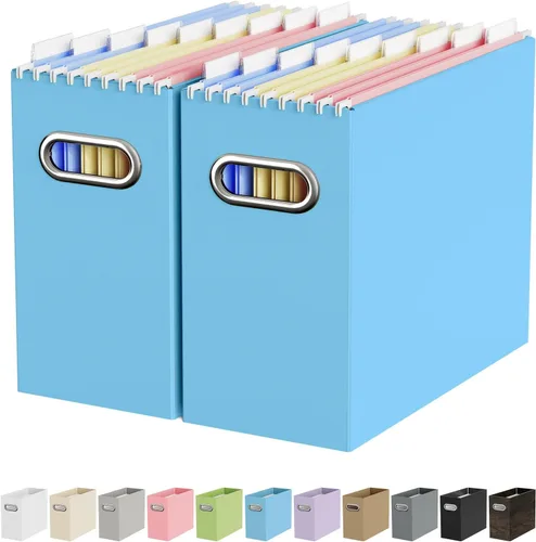 Vista 67 de Oterri Caja Organizadora de Archivos de Cartón para Carpetas Colgantes Tamaño Carta, Caja de Archivos para Escritorio de Computadora, Archivador
