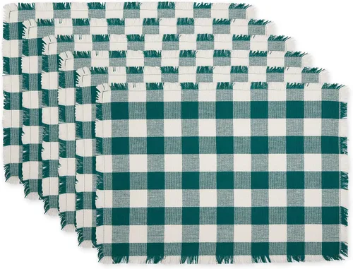 Vista 28 de DII Colección de Mesa a Cuadros Pesada con Flecos, Camino de Mesa, 14x72 pulgadas, Gris 2-Gris