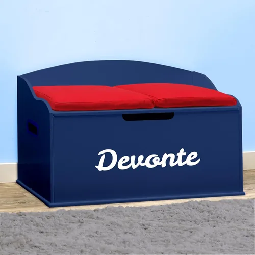 Vista 3 de DIBSIES Caja de juguetes personalizada Creative Wonders, serie Signature para niños, 30 x 19.25 x 18 pulgadas, tapa de cierre suave (azul)