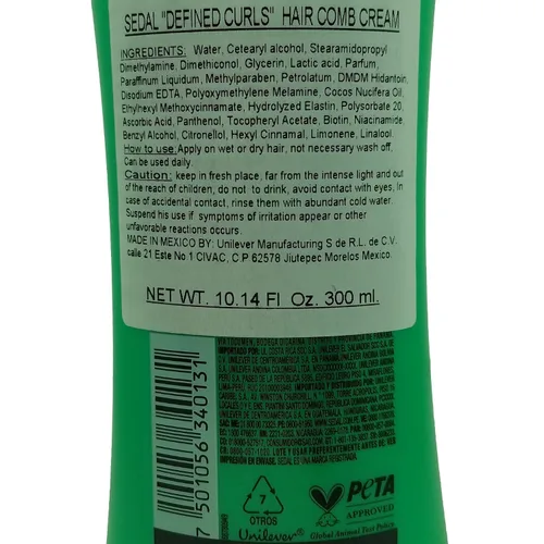 Vista 3 de Sedal Curls Defined Hair Comb Cream con aceite de coco, provitamina B5, elastina, 10.1 fl oz, paquete de 2