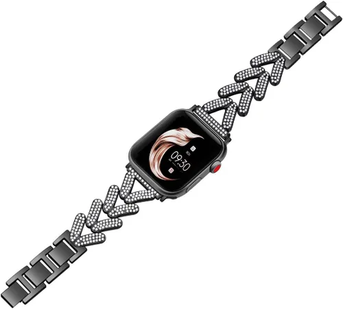 Vista 4 de Juntan Correas brillantes compatibles con Apple Watch de 1.496 pulgadas, 1.575 pulgadas, 1.614 pulgadas, 1.654 pulgadas, 1.732 pulgadas, 1.772
