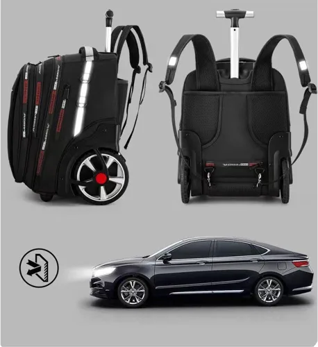 Vista 4 de Mochila de viaje de calidad para adultos, mochila para laptop de 22 pulgadas con ruedas, mochila grande impermeable con ruedas, mochila con ruedas