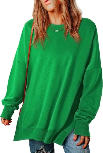 Vista 142 de SHEWIN Sudadera casual de manga larga con cuello redondo para mujer, ligera, holgada