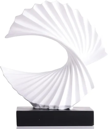 Vista 7 de Escultura de onda de oro azul, detalles modernos de olas oceánicas, estatua de arte de resina para estante, mesa de café, soporte de TV, adornos