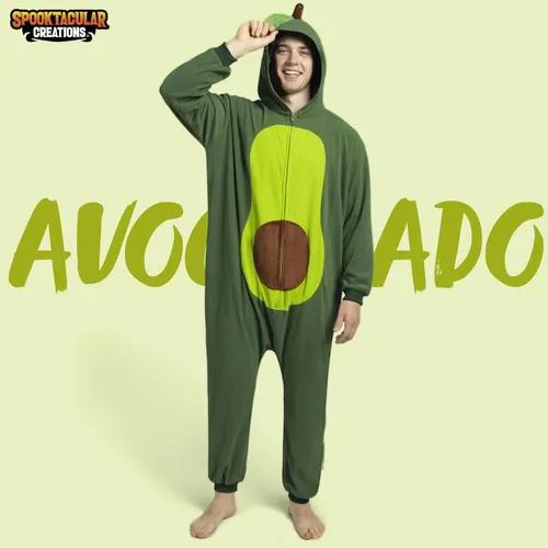 Vista 2 de Spooktacular Creations Pijama unisex de aguacate para adultos con sombrero para disfrazarse, juego de rol, disfraz de Halloween, color verde