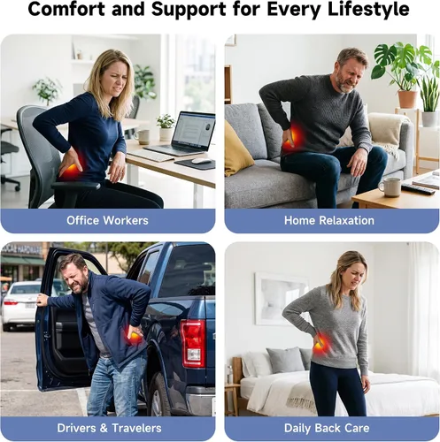 Vista 8 de Almohada de apoyo lumbar inalámbrica, masajeador de espalda baja