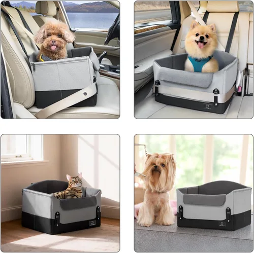 Vista 7 de A 4 Pet Asientos de coche para perros pequeños, menos de 25 libras Gris