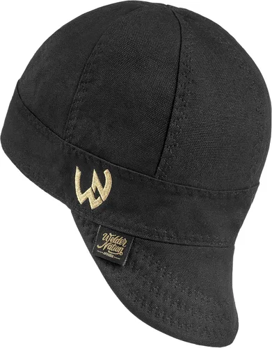 Vista 2 de Welder Nation 8 paneles 10 oz Gorra de soldadura premium 100% algodón interior y exterior de lona de pato - Protectora, duradera, resistente