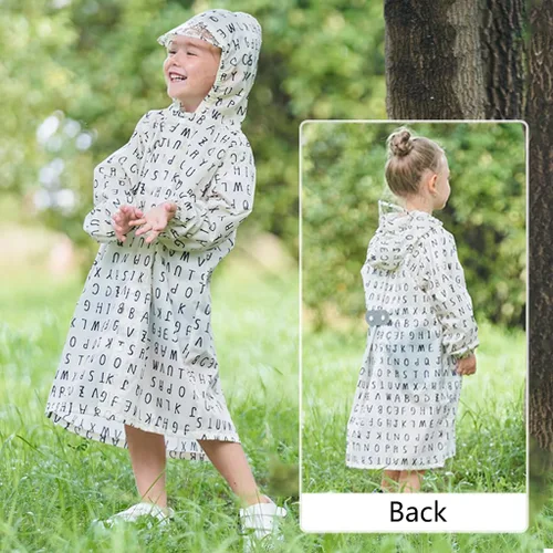Vista 5 de Toddler Kids Raincoat Boys Girls Rain Jacket Lightweight Rain Poncho Waterproof Outwear Rainwear