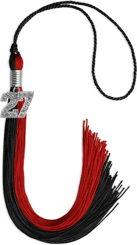 Vista 114 de Endea Graduation Borla de doble color con dije de plata brillante (negro/oro antiguo, 2025)