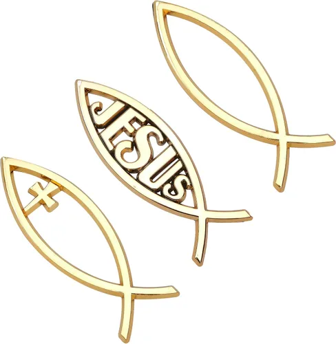 Vista 9 de SUPERFINDINGS 3 calcomanías de plástico ABS plateado con diseño de pez de Jesús, 5.5 x 1.8 pulgadas, 3D, calcomanía para coche, emblema, Dios Plata
