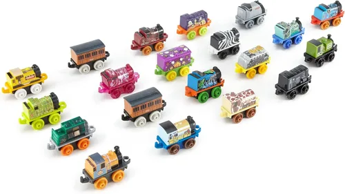 Vista 3 de Thomas & Friends Trenes de juguete MINIS - Paquete de 20 motores de empuje en miniatura y vehículos ferroviarios para juegos de simulación