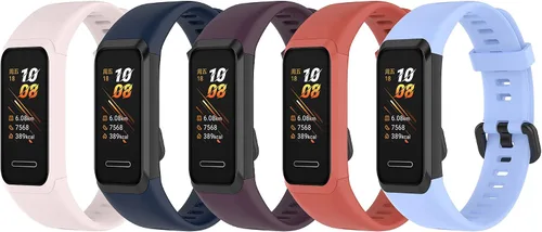 Vista 11 de Correas ECSEM compatibles con Huawei Band 4 y 5i de silicona suave, impermeable, ajustable, correa de reloj deportivo, correas de repuesto