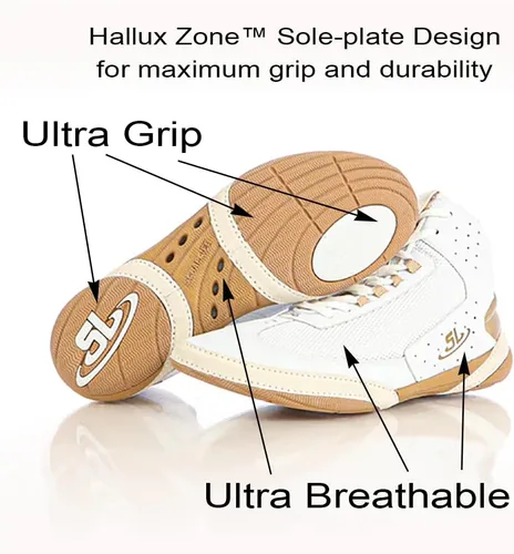 Vista 3 de ScrapLife Ascend One Bo Nickel Signature Model Zapatos de lucha libre Blanco y dorado